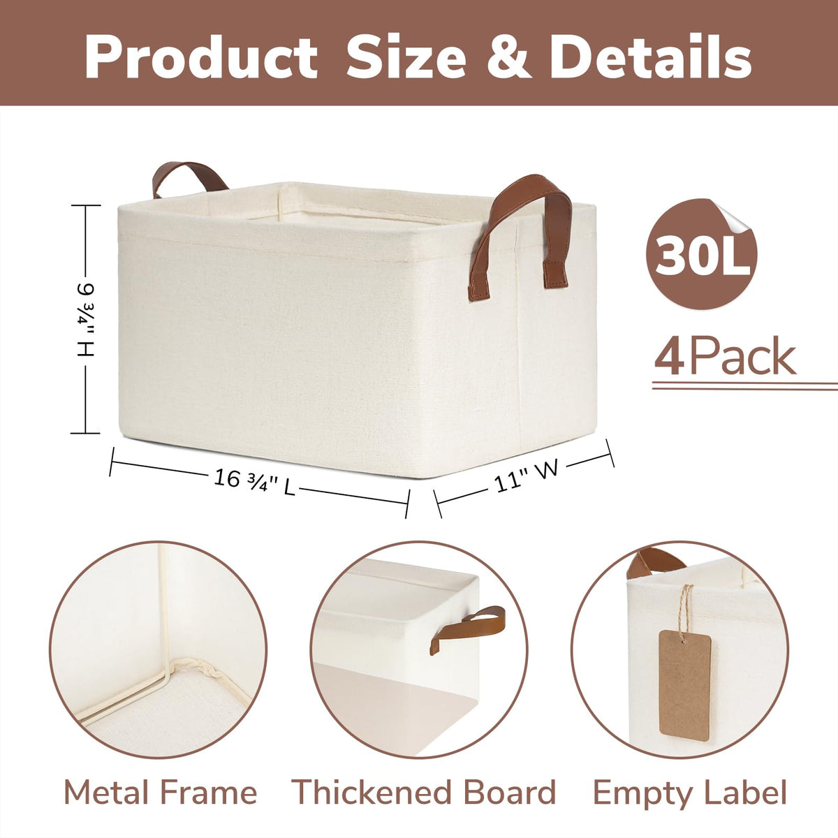 CHICVITA Closet Storage Bins Storage Baskets for Shelves, Baskets for Organizing, Closet Organizers and Storage, Toy Storage Bins