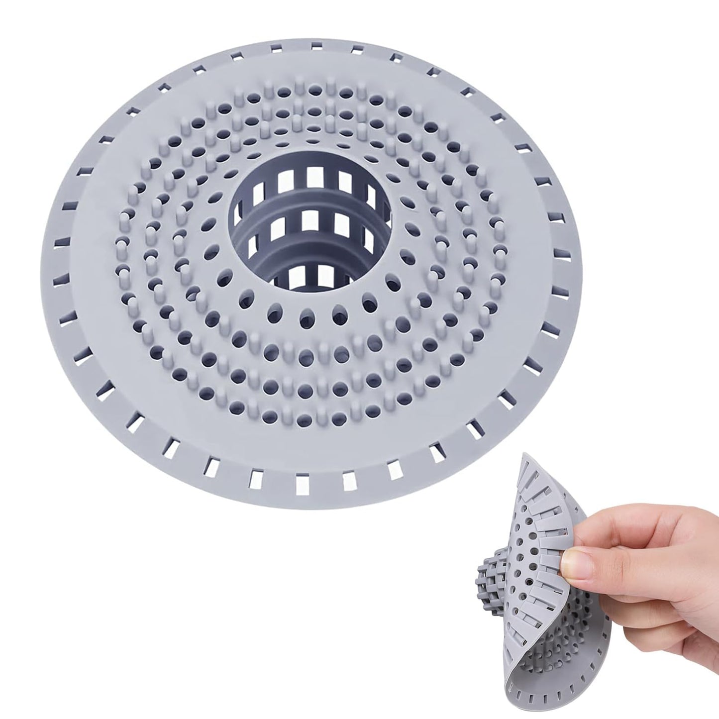 JOOTUEPO 1 Pack Silicone Shower Drain Hair Catcher, Silicone Sink Strainer Protector Shower Drain Cover Hair Stopper Trap Sink Filter for Bathroom