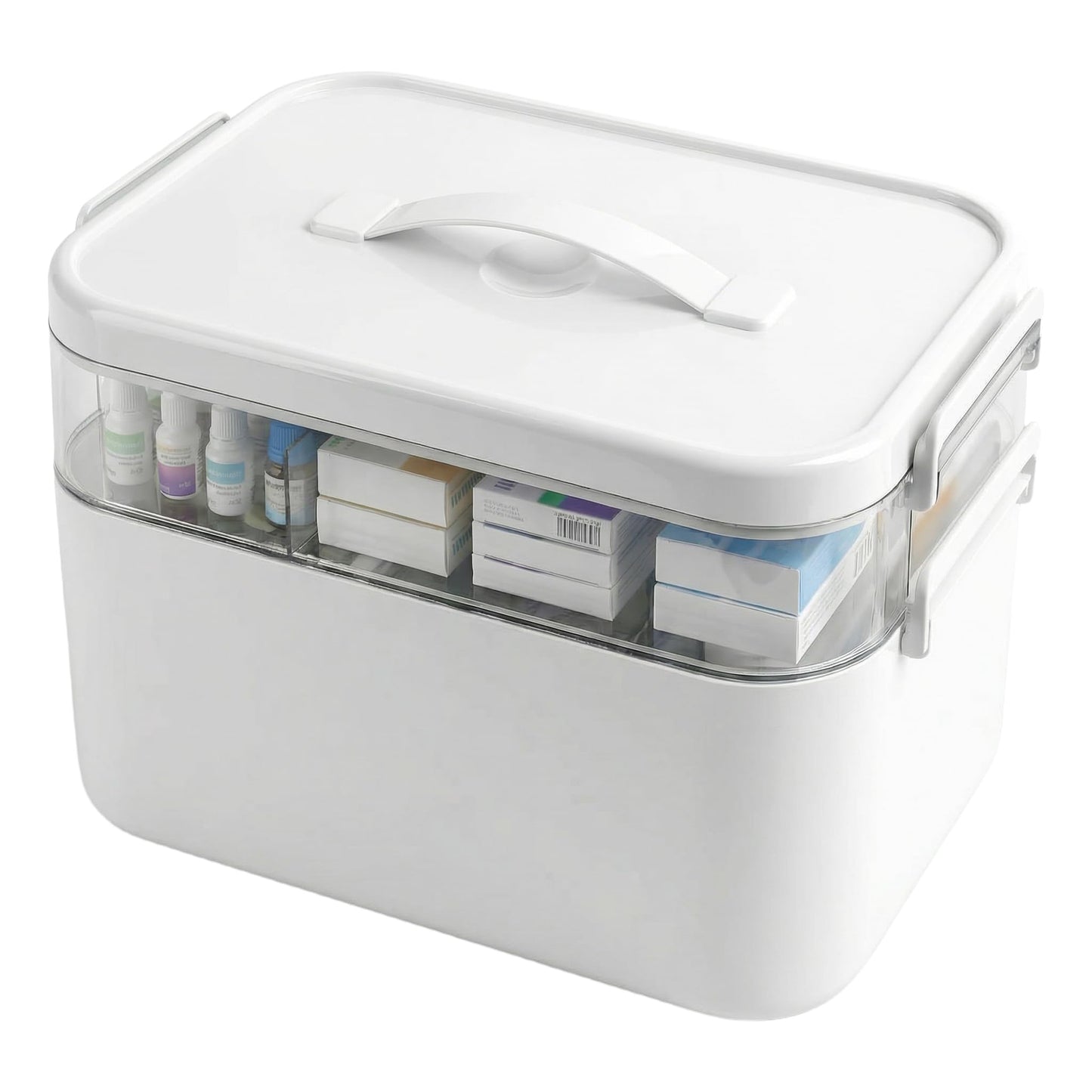 Kryndle Medicine Storage Box, 2 Layer Medicine Box with Compartments