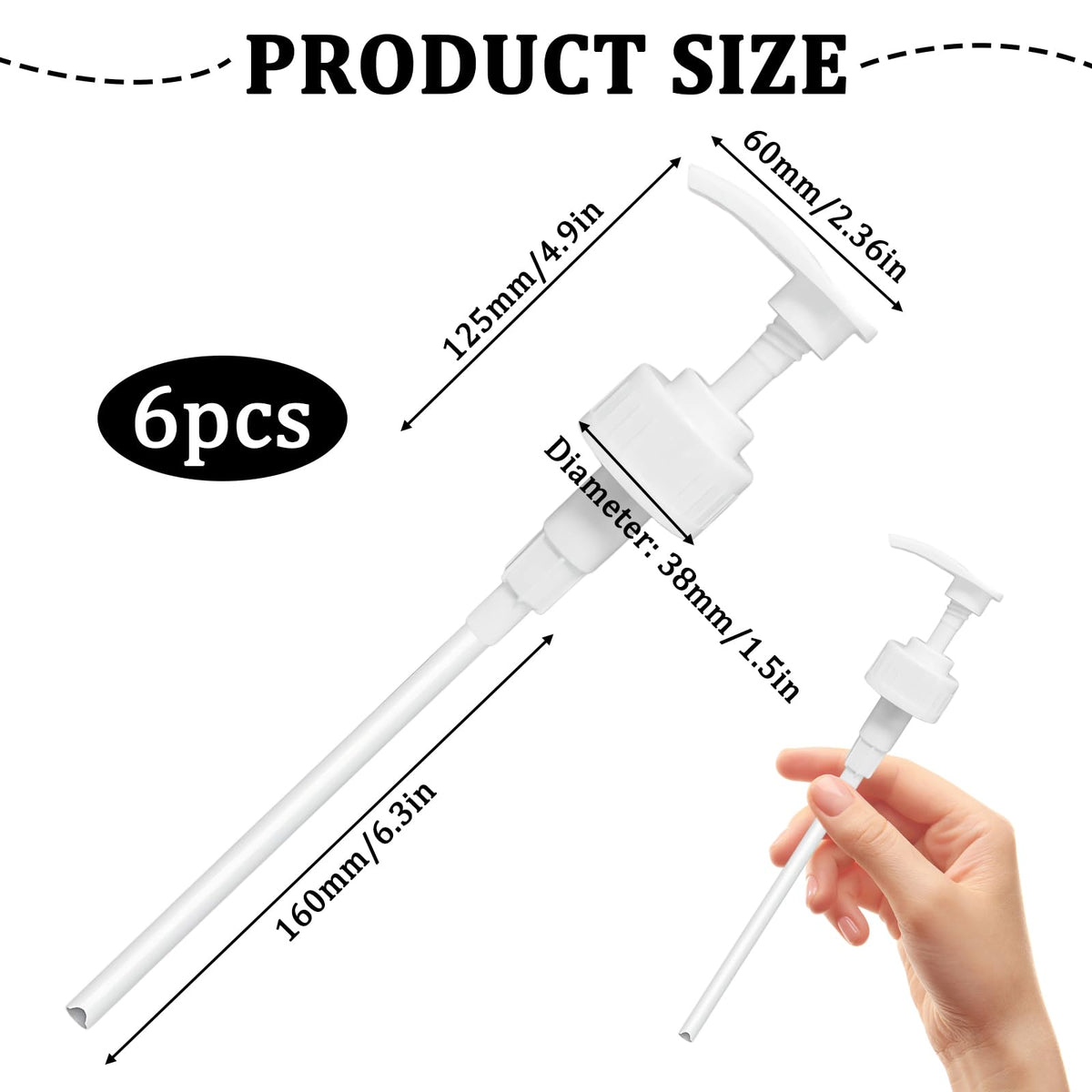 Ruiunchu 6 Pcs 5L Bottle Pump Dispenser for 5 Litre Container 38mm Bottles