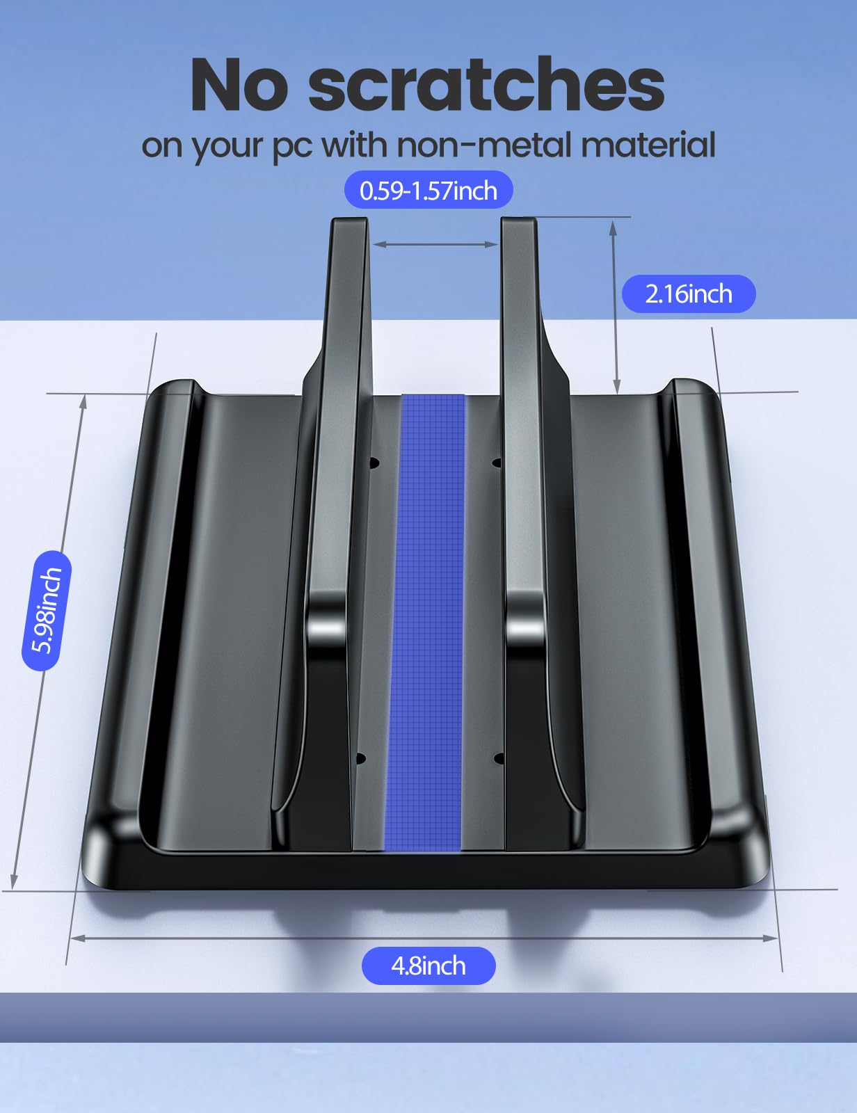 VAYDEER Vertical Laptop Stand, 1-Slot, Adjustable, ABS, Black