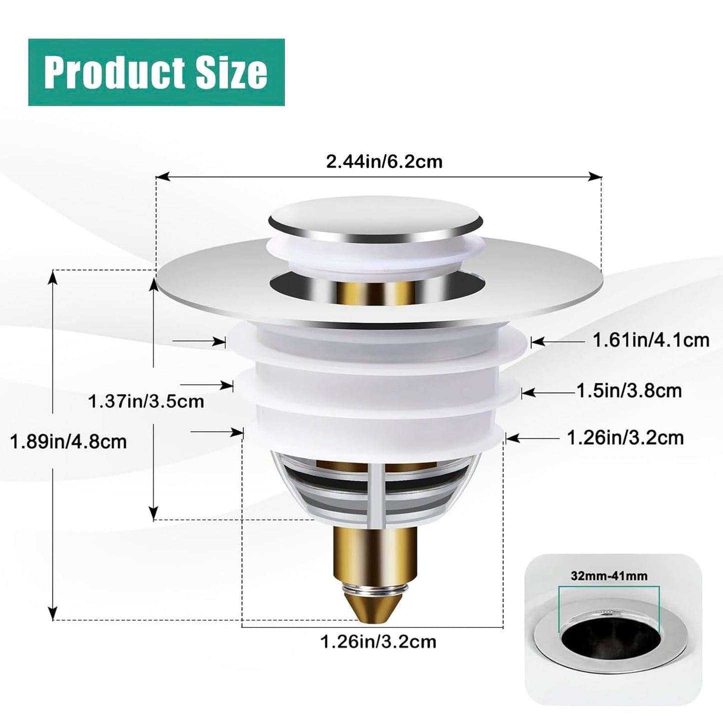 Diboniur Sink Plug, Bathroom Sink Plug Replacement, Universal Sink Stopper, Sink Plug Strainer Stainless Pop up Bidet Plug for Bathtub, Kitchen