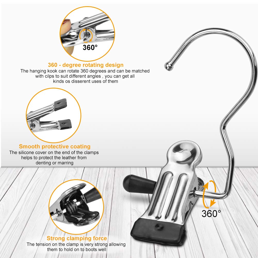 BUZIFU 20 Pcs Portable Laundry Hooks, No-slip Metal Boots Hangers,Single Coat Hangers,Hat Storage Hanger Clips, Home Travel Hanger Clips