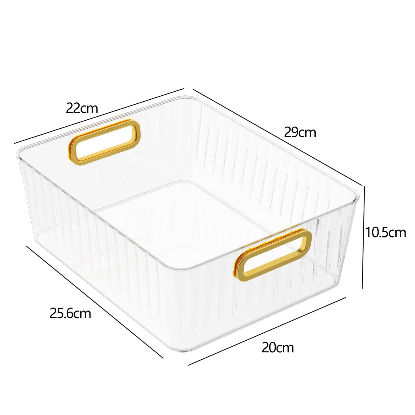 Lasbily 4 Packs Clear Plastic Storage Bins with Handle, Pantry Organiser Containers for Kitchen Cupboard, Fridge, Cabinets, Bathroom