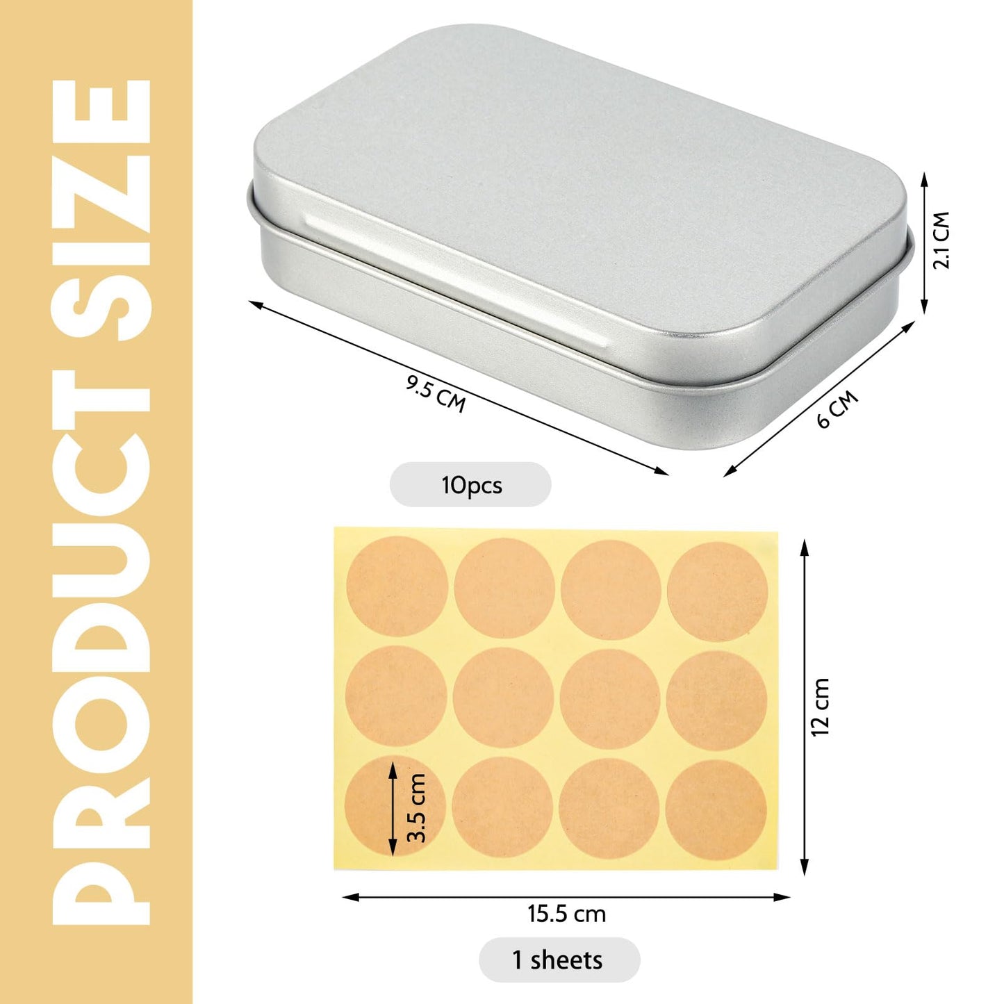 RVLZKCPG Pack of 10 Silver Rectangular Metal Tins with Lid, Portable, Water Resistant, Industrial Style Storage Box, 9.5 x 6 x 2.1 cm