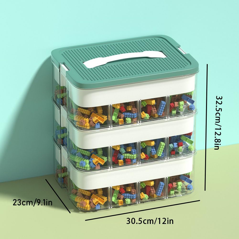 3-Layers Stackable Storage Boxes with Lids,for Lego Container,Toy Box