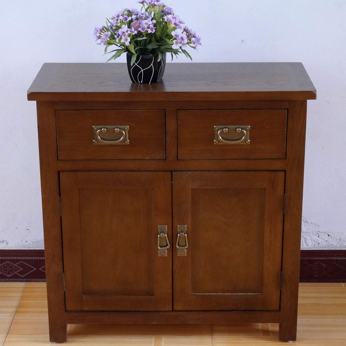 Aurotrice OAK Small Sideboard 75cm 2 Doors 2 Drawer Drawer Chest Mini Dining Sideboard Storage