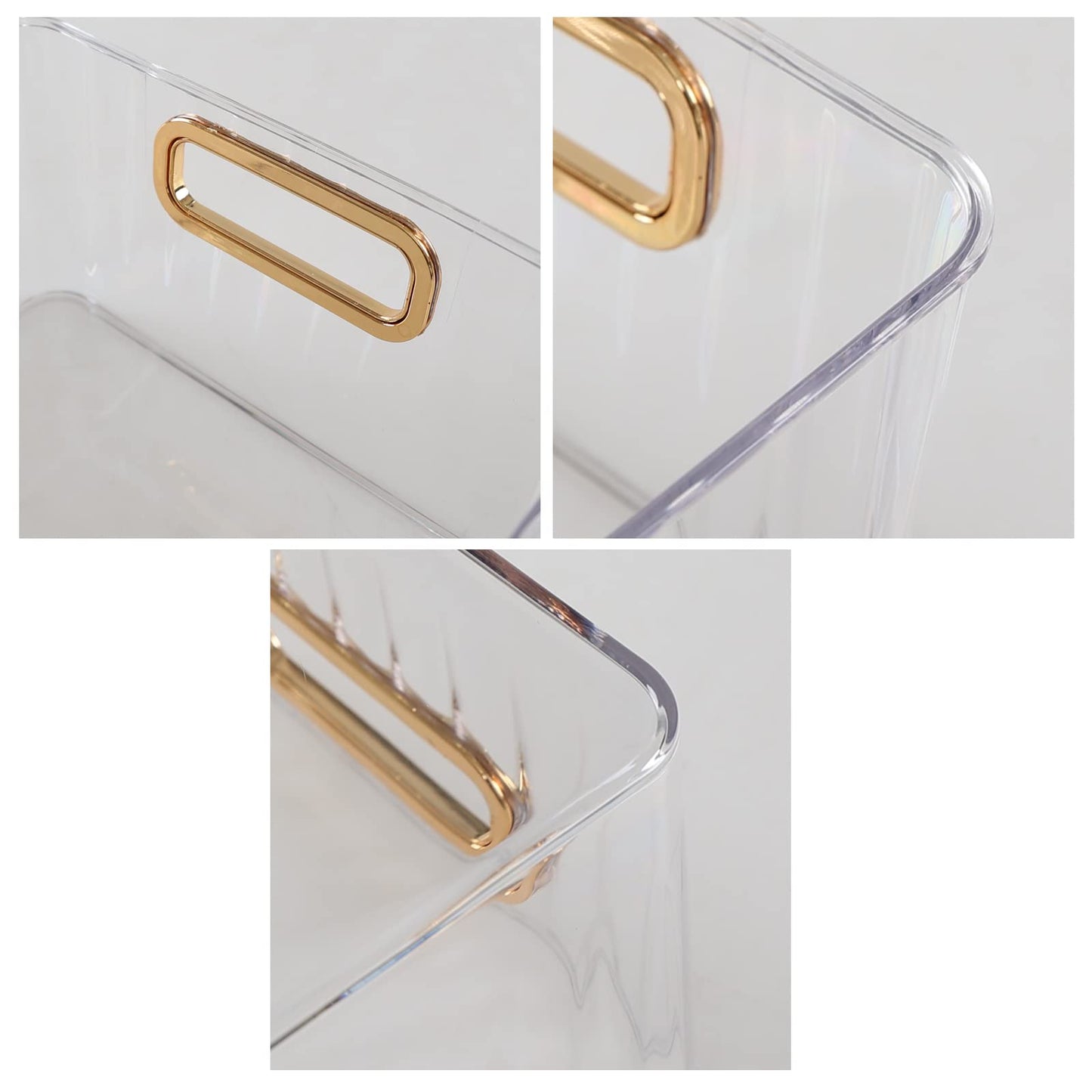 Ortodayes Clear Pantry Organiser Basket Bin, Fridge Organiser with Handles Set of 4