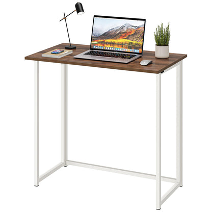 Dripex Compact Folding Desk No Assembly Required Computer Desk Folding Hobby Craft Table, Brown