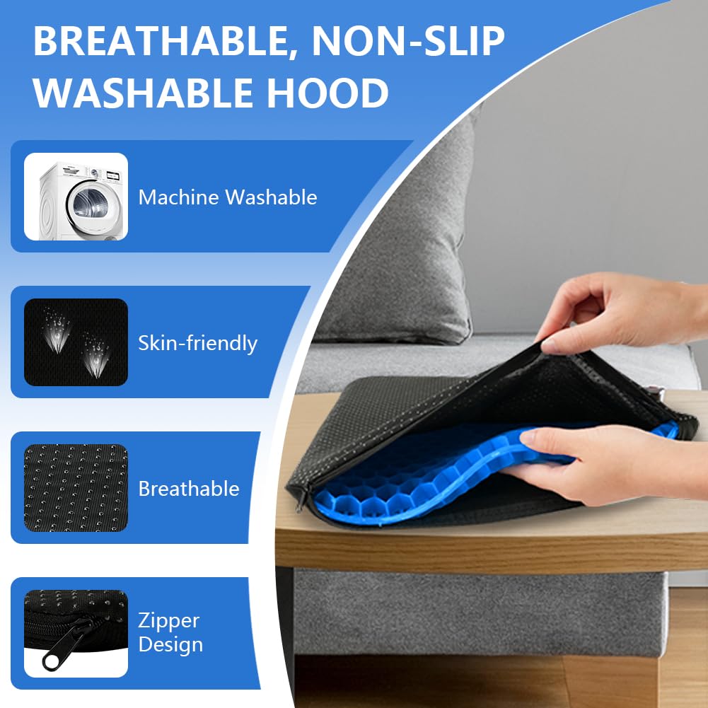 flintronic Orthopaedic Gel Seat Cushion, Honeycomb Design Double Thick Gel Cushion, Gel Orthopaedic Ergonomic Cushions