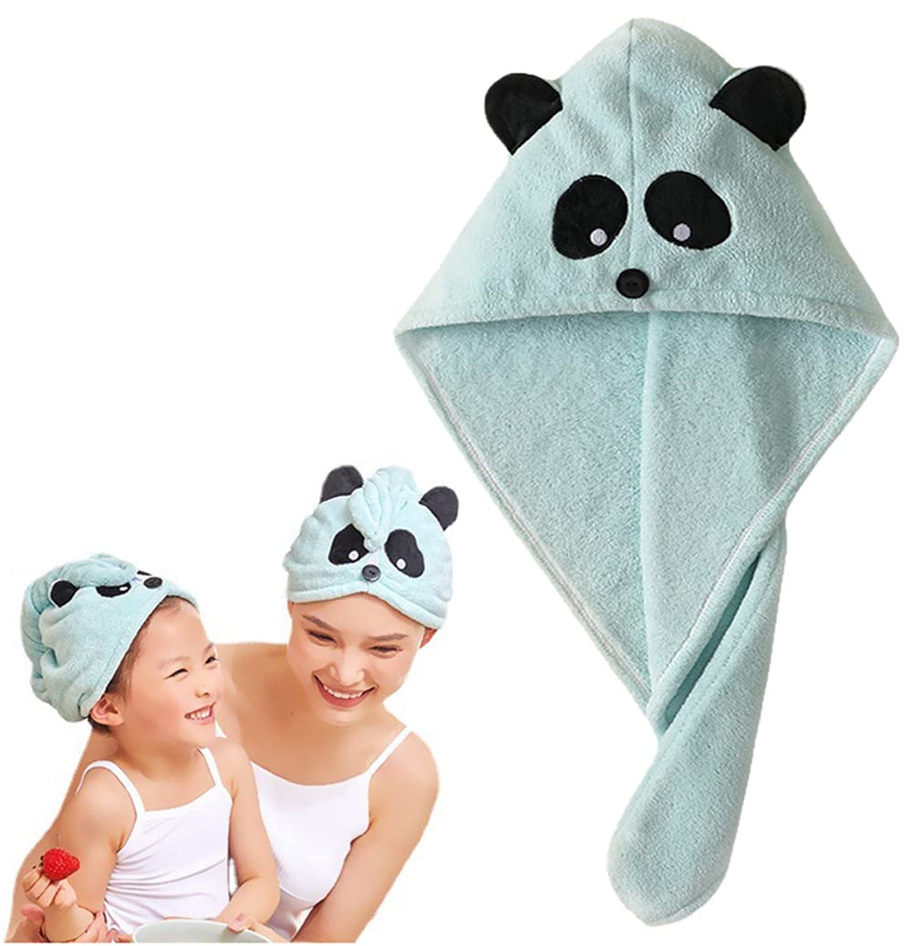 Cysocool Anti-Frizz Kids Hair Towel Absorbent Quick Drying Girls Hair Turban Towel with Button Wet Hairs Dryer Cap Ultra Soft Drying Towel Wrap Twist