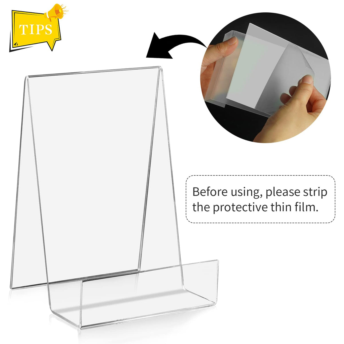ZOEY Acrylic Book Easel Stand with Ledge Clear Easels Plate - 5 Pack for Books Display, Music Sheets, Artworks, CD, Tablet Holder Small