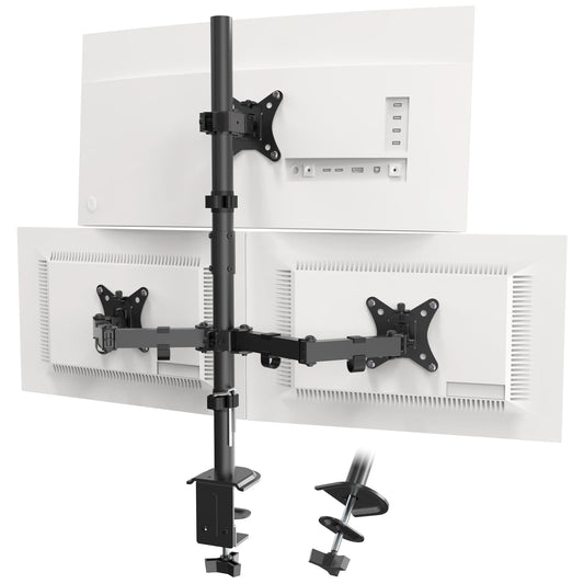 PUTORSEN Triple Monitor Arm, 30.5 inch Tall pole Triple Monitor Stand for 3 x 13"-32" Screens,Height Adjustable,Max Load 19.8lbs Per Screen,2 Mounting