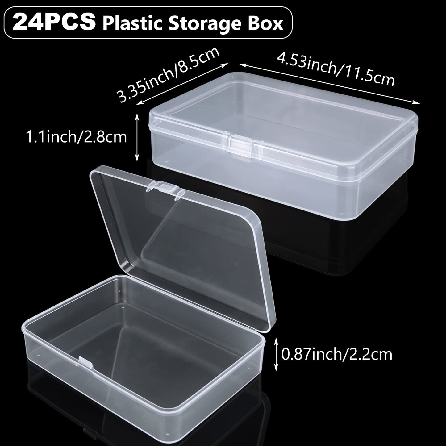 SENENQU 24 Pack Small Clear Plastic Storage Containers Box with Lid, Mini Rectangular Storage Box