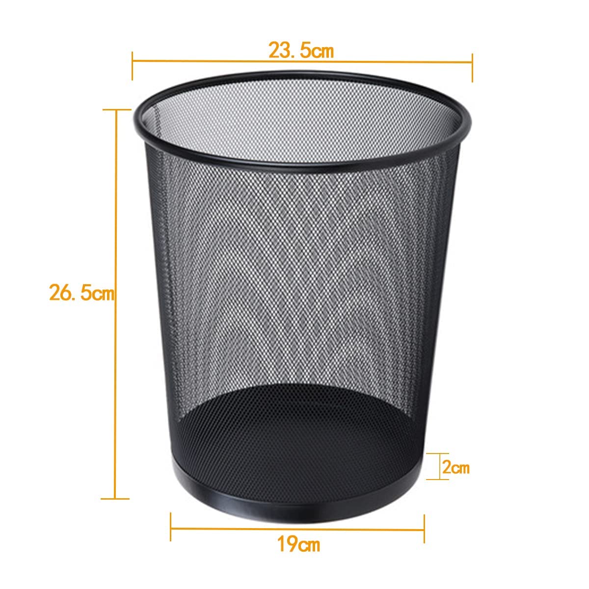 livexa 3 Pack Metal Mesh Waste Paper Bin 12 Litres Lightweight Mesh Wastebasket Waste Bin Black Metal Rubbish Bin for Bedroom, Office, Bathroom