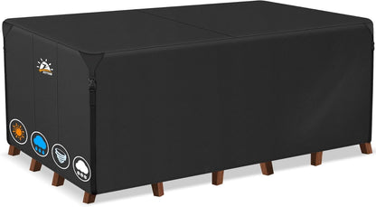 Zettum 167x135x73cm Cover for Garden Furniture Waterproof Rectangular 600D Heavy Duty Outdoor Furniture Covers for Rattan Sofa Table Chair Cover