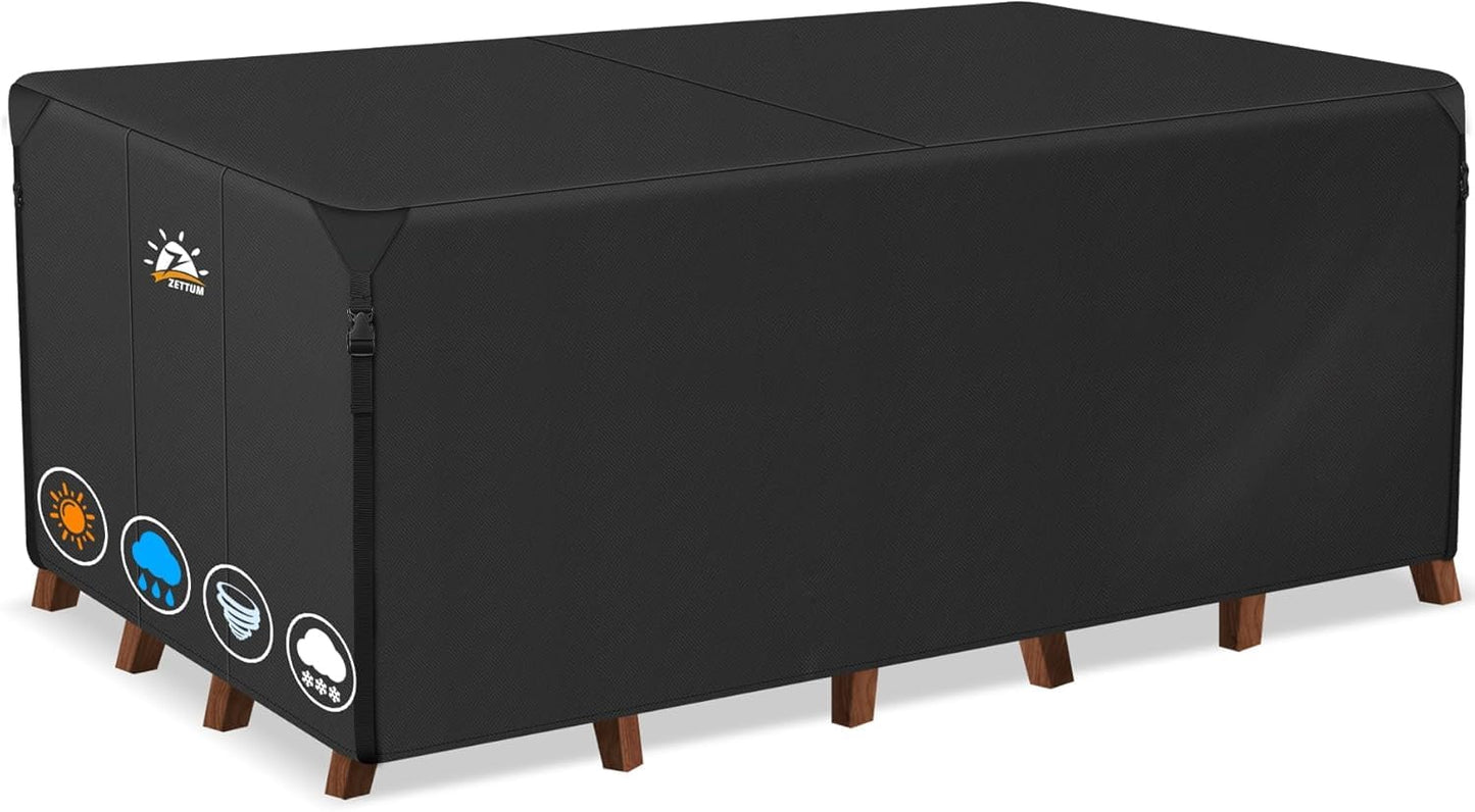 Zettum 196x140x73cm Garden Table Cover Waterproof Rectangular 600D Heavy Duty Patio Furniture Covers for Rattan Sofa Table Chair Cover Patio Table