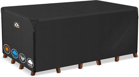 Zettum 196x140x73cm Garden Table Cover Waterproof Rectangular 600D Heavy Duty Patio Furniture Covers for Rattan Sofa Table Chair Cover Patio Table