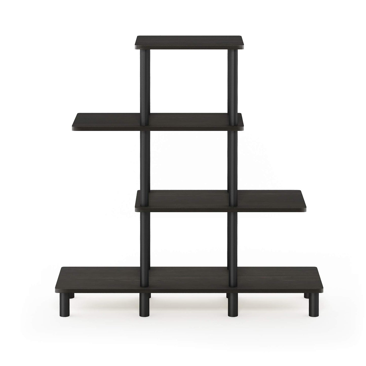 Furinno TURN-N-TUBE Storage Shelves, 4-Tier Ladder Book Shelf, Accent Display Shelf, Toolless Open Shelves, Round Tubes, for Organization and Storage