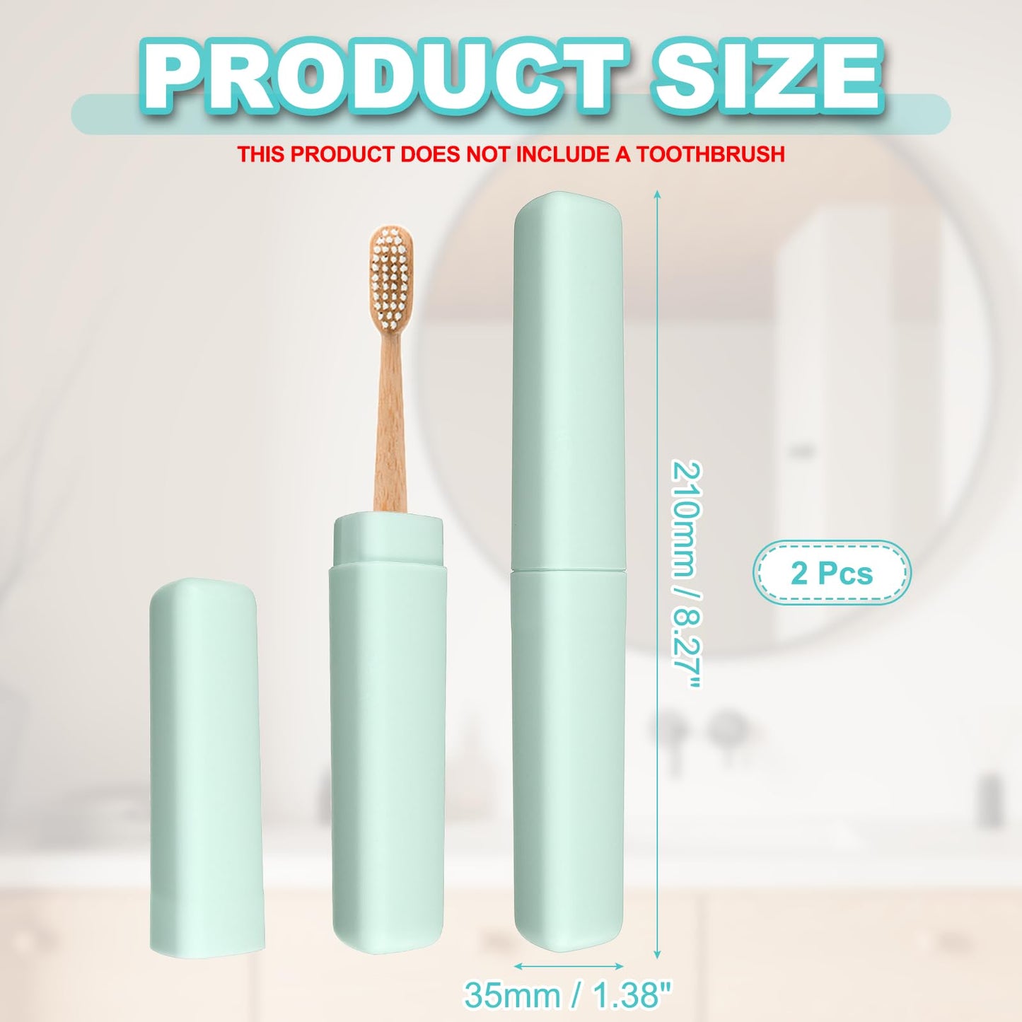 sourcing map 2Pcs Travel Toothbrush Case, 8.27 x 1.38" Portable Travel Toothbrush Holder, Plastic Toothpaste Container for Bathroom, Gym