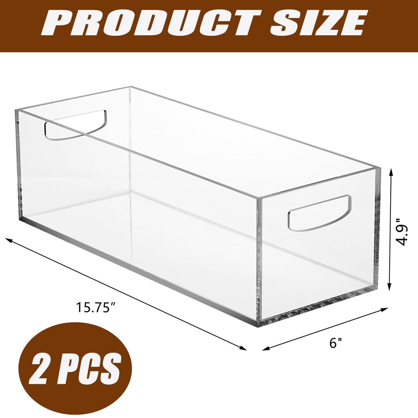 Frcctre 2 Pack Acrylic DVD/CD Storage Box, Clear DVD Holder Case with Handles Holds 27 pcs, Stackable Storage Container Shelf Organizer Bin for CDs