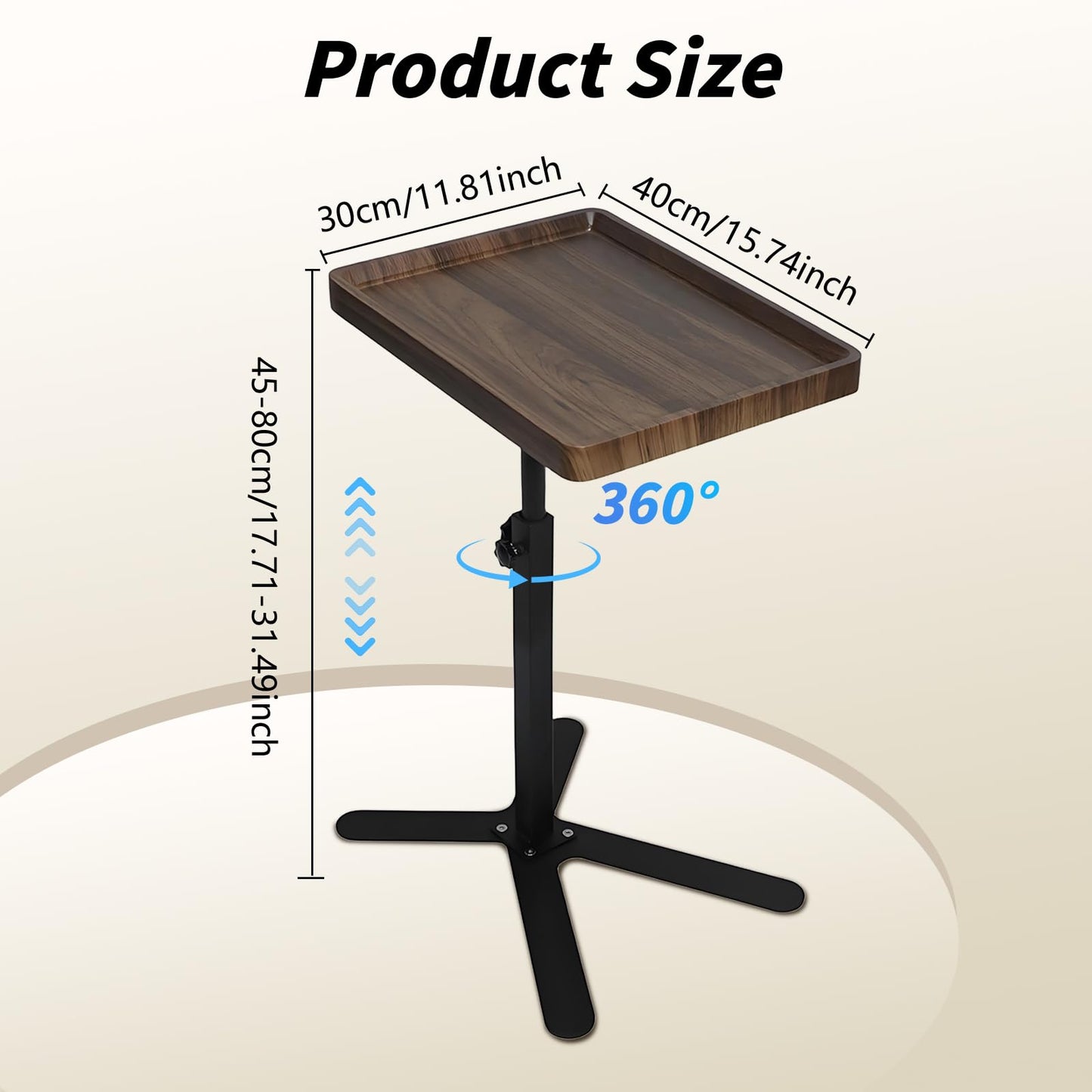 XUDREZ Adjustable X Shaped Side Table with360° Swivel Tabletop, End Table for Living Room Bedroom Sofa Bathtub Bedside Nursing