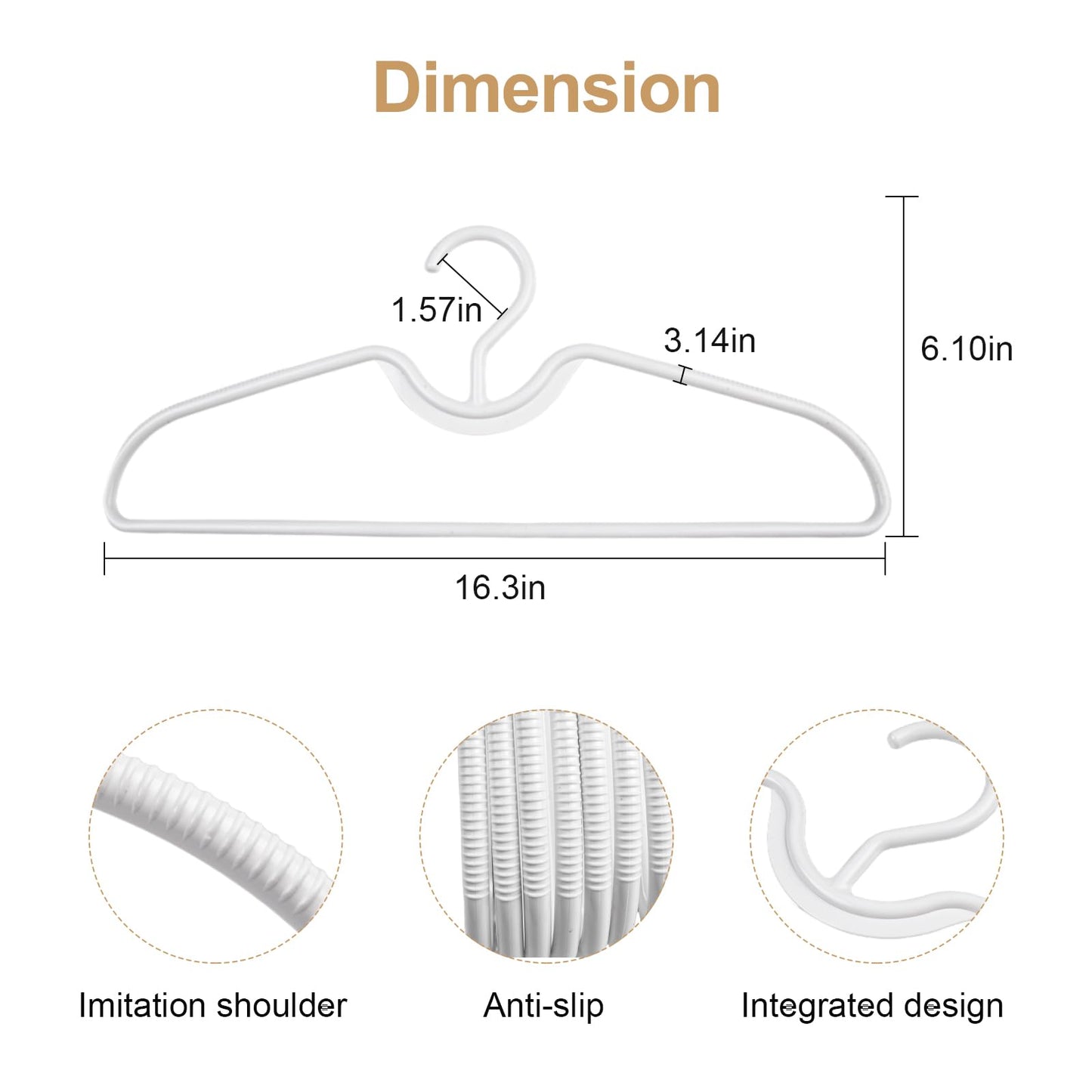 Plastic Clothes Hangers, Anti-Slip Space Saving Coat Hangers, Short Neck Closet Hangers for Shirts, Coat, Pants