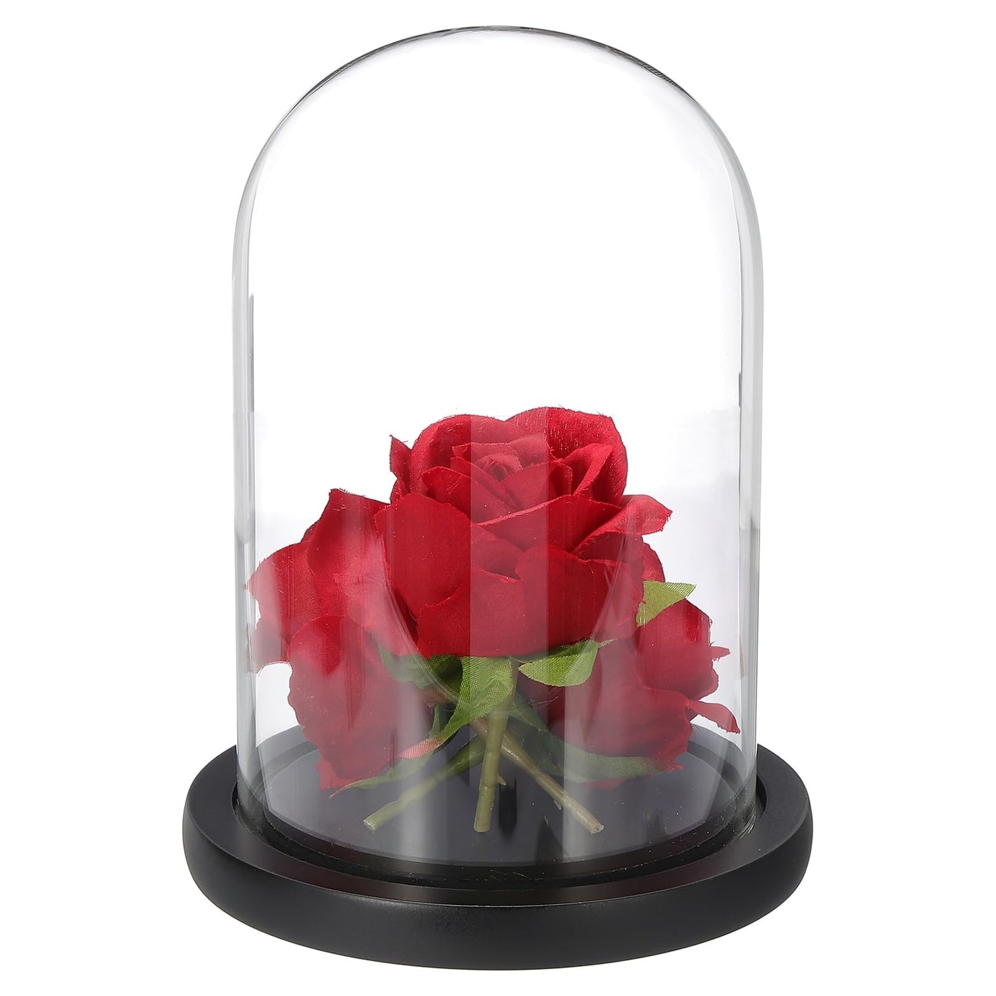 sourcing map Glass Cloche Display Dome, 7" x 4.7" Glass Dome Display Case Wood Base Tabletop Jar Case Decorative Bell Jar for Plant Home Decor Office