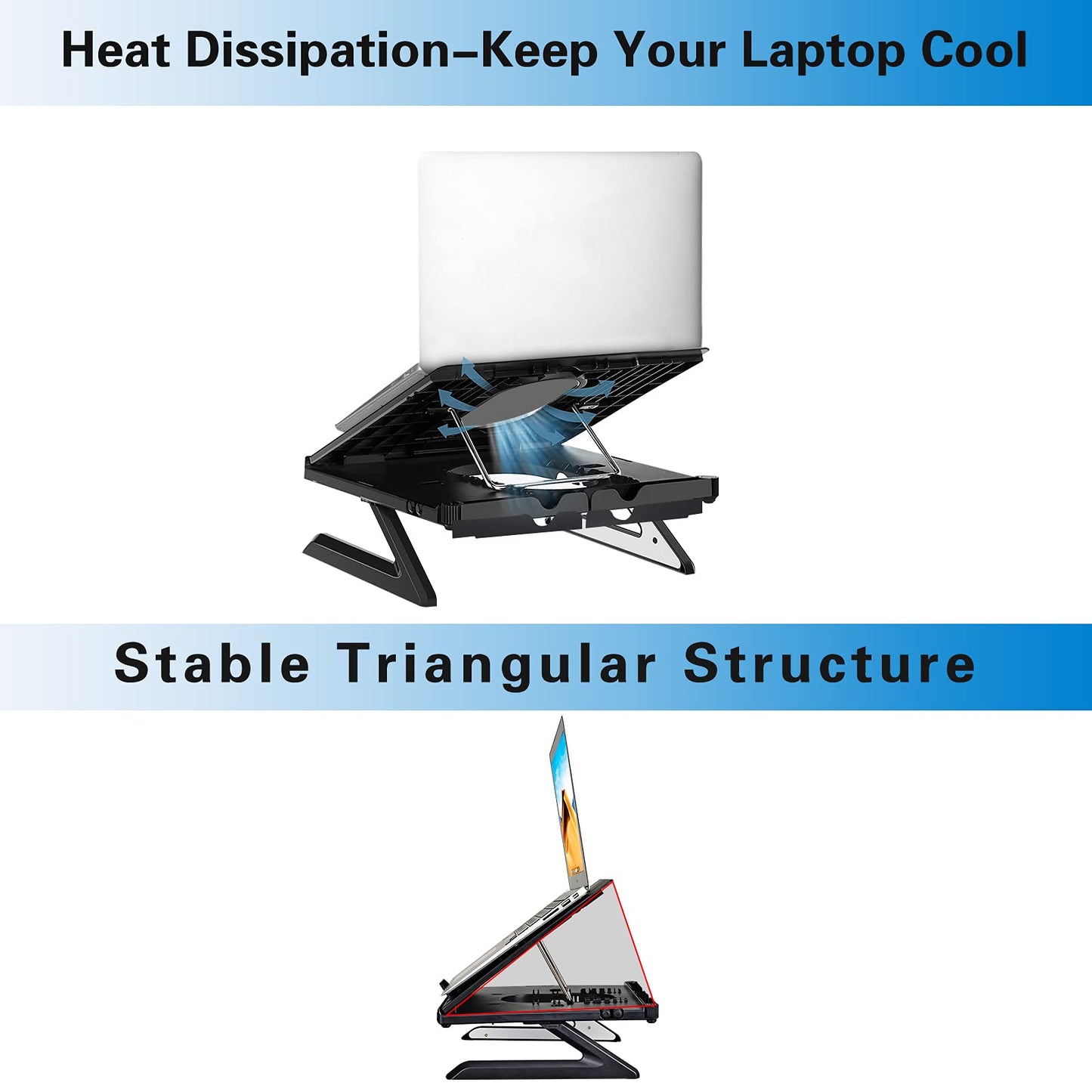 Urlixin Laptop Stand 9 Adjustable Height - Laptop Riser with Foldable Legs & Cell Phone Holders for Desk