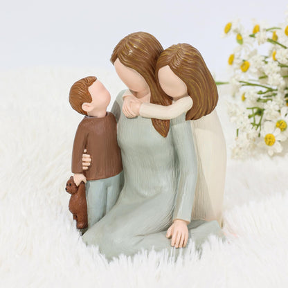 Carracci Mother and Kids Figurines, Sculpted Hand-Painted Mom and Two Children Statues, Mother Son Daughter Figures Gifts for Mothers Day Anniversary