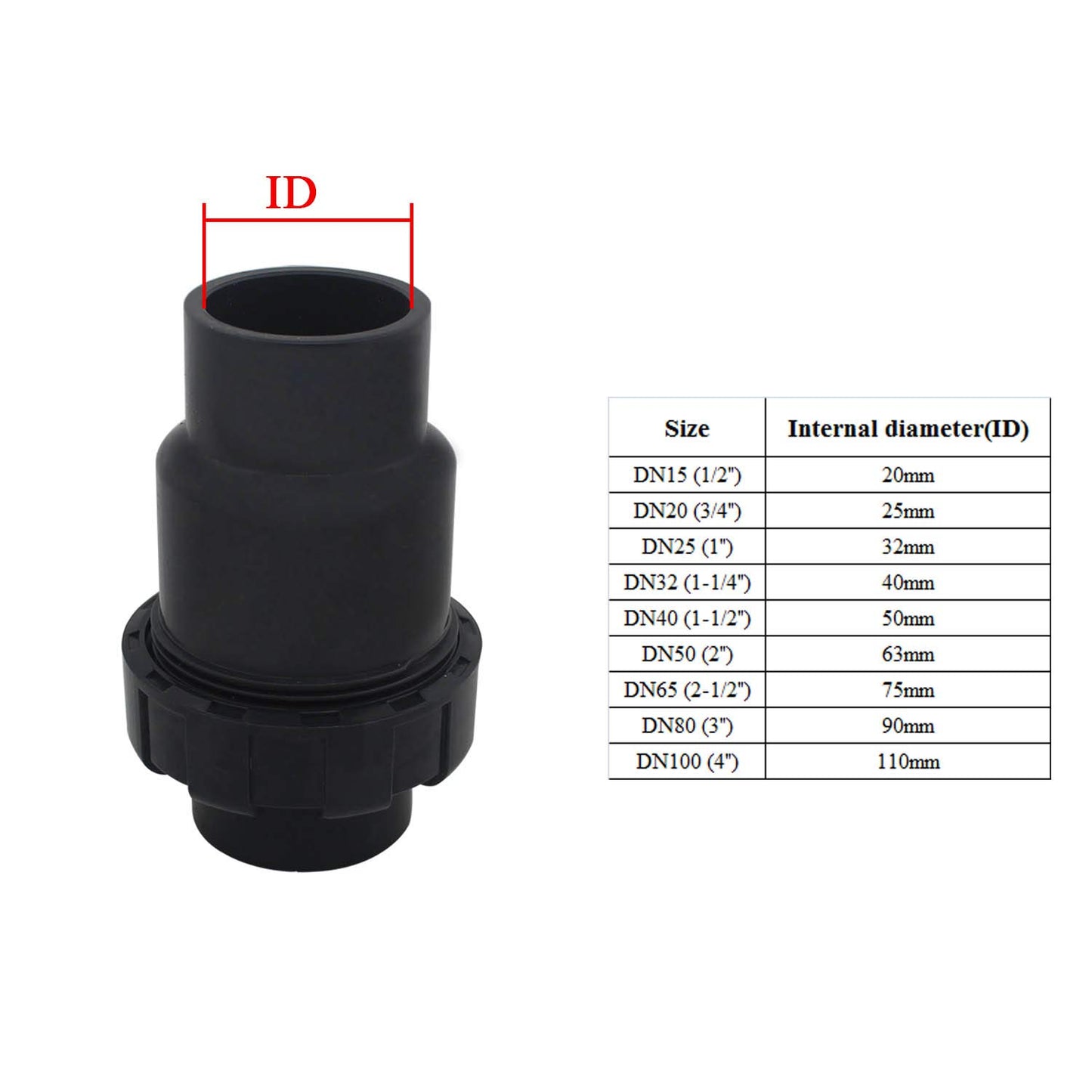 Swimming Pool Non Return Valve 20 25 32 40 50 63 75 90 110mm Anti Return Valve Pool Ball Valve Non Return Check Valve (Inner Diameter 90mm)