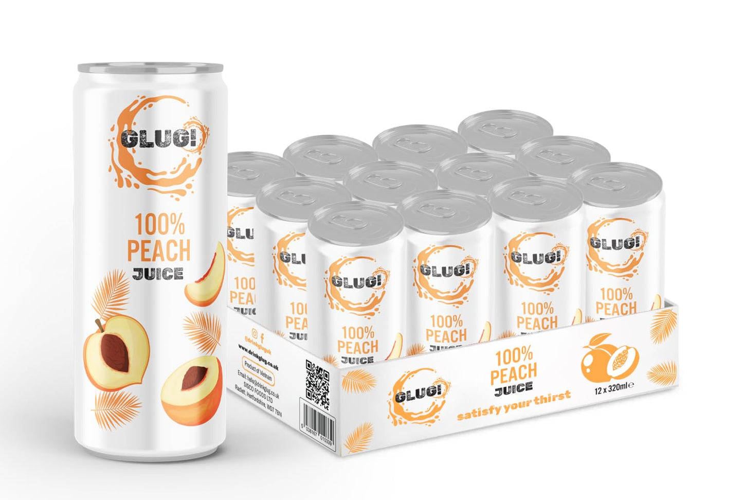 GLUG! 100% Peach Fruit Juice, Healthy Juice Drink With No Added Sugar (12X320ML)