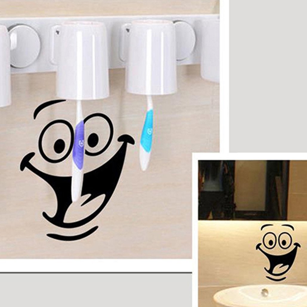 Smiley Face Toilet Sticker | Funny Cheerful Bathroom Stickers | Funny Toilet Seat Sticker