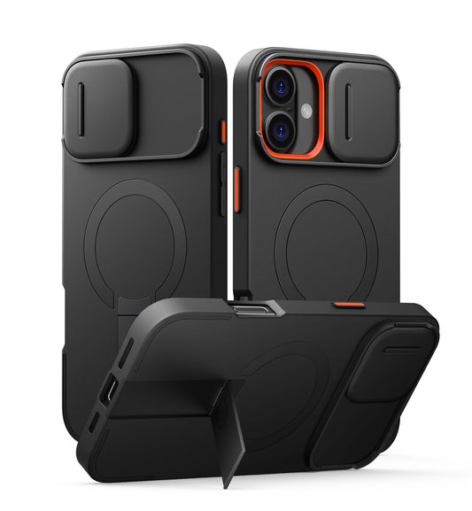SURITCH Magnetic Case Compatible with iPhone 16 Plus, Shockproof Bumper Case Slim Protective Cover with Slide Camera Cover and Adjustable
