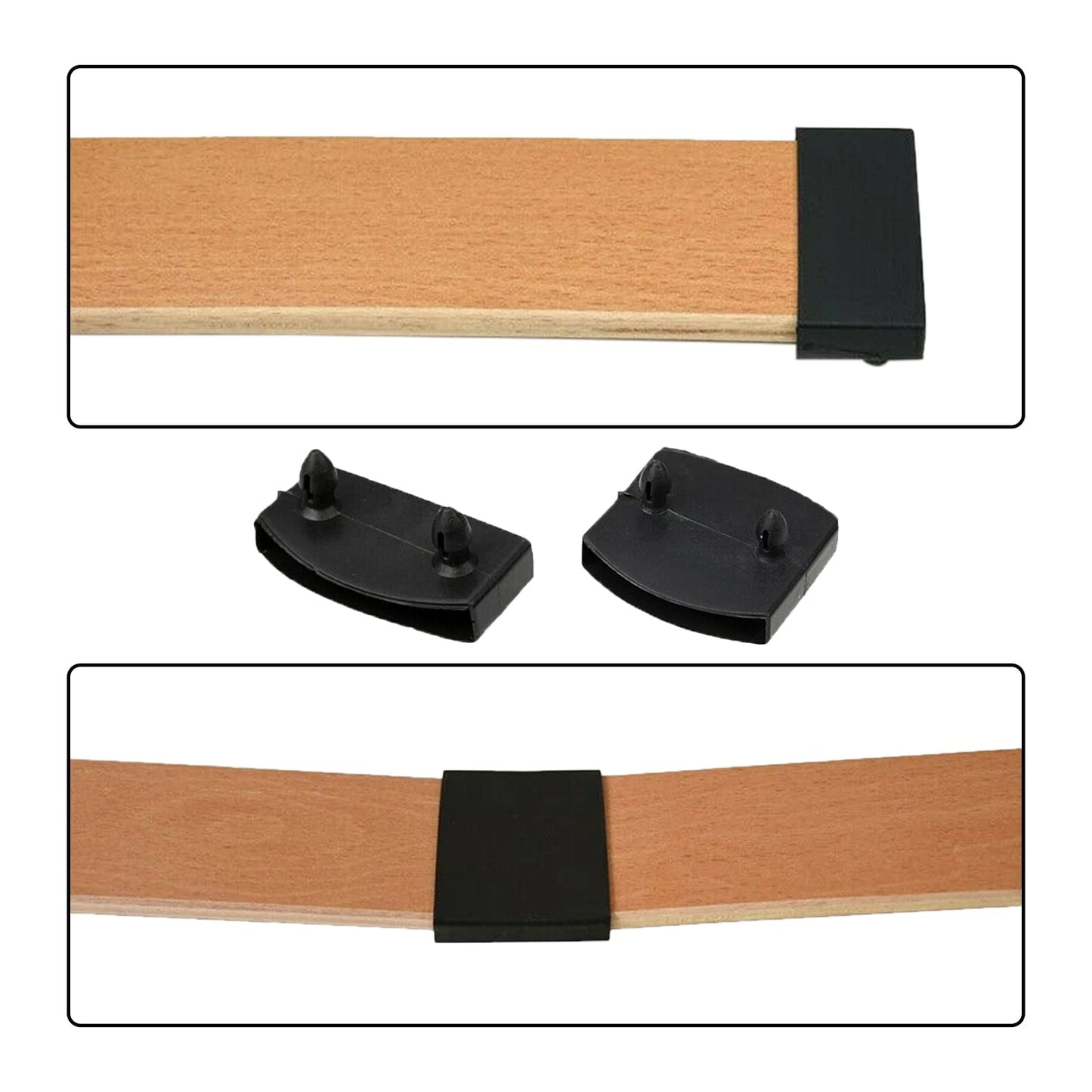 hifrom Slatted Frame Brackets Set, 36 Pieces, High Density Polyethylene, Black, for Beds up to 53 mm Wide, Single Double Beds Accessories