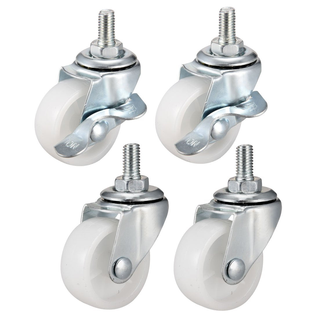 sourcing map 1.5 Inch Swivel Caster Wheels PP 360 Degree Threaded Stem Caster Wheel M8 x 15mm, 132lb Total Load Capacity, Pack of 4