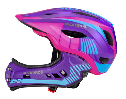 ROCKBROS Kids Full Face Bike Helmet Kids Helmet Toddler Bike Helmets Full Face Protective Safety Helmet for MTB Skateboarding Scooter Roller Skating
