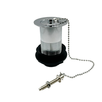 PlumbEZ Unslotted Sink Waste with Plug and Chain Chrome - Stainless-Steel Pop Up Basin Waste, 1.1/4 Inch