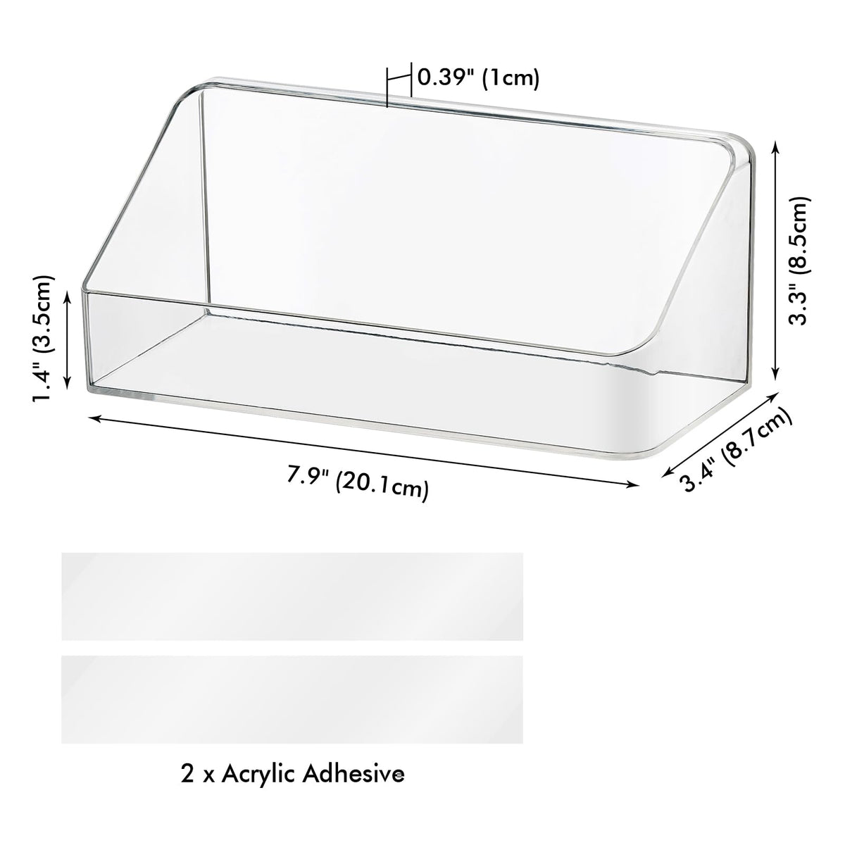 poeland Wall Mounted Storage Organizer, No Drilling Bathroom Shelf, Clear Storage Box for Bathroom, Bedroom, Mirror Cabinets Transparent