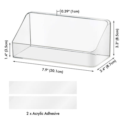 poeland Wall Mounted Storage Organizer, No Drilling Bathroom Shelf, Clear Storage Box for Bathroom, Bedroom, Mirror Cabinets Transparent