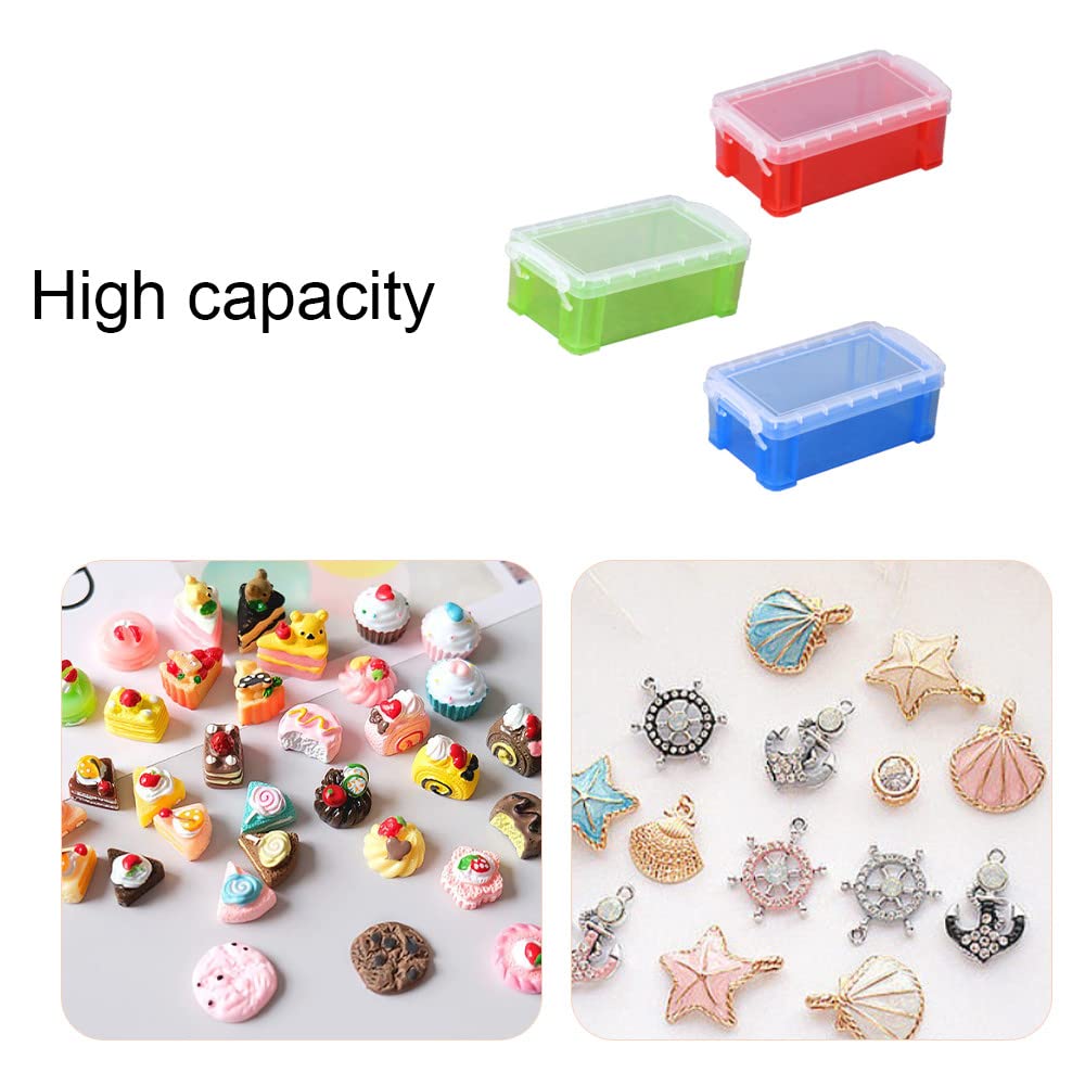 Dtlecyj Small Plastic Storage Box with Lid 3 Pcs Clear Plastic Storage Boxes with Snap Stackable Containers for Desk Storage Bedroom Family