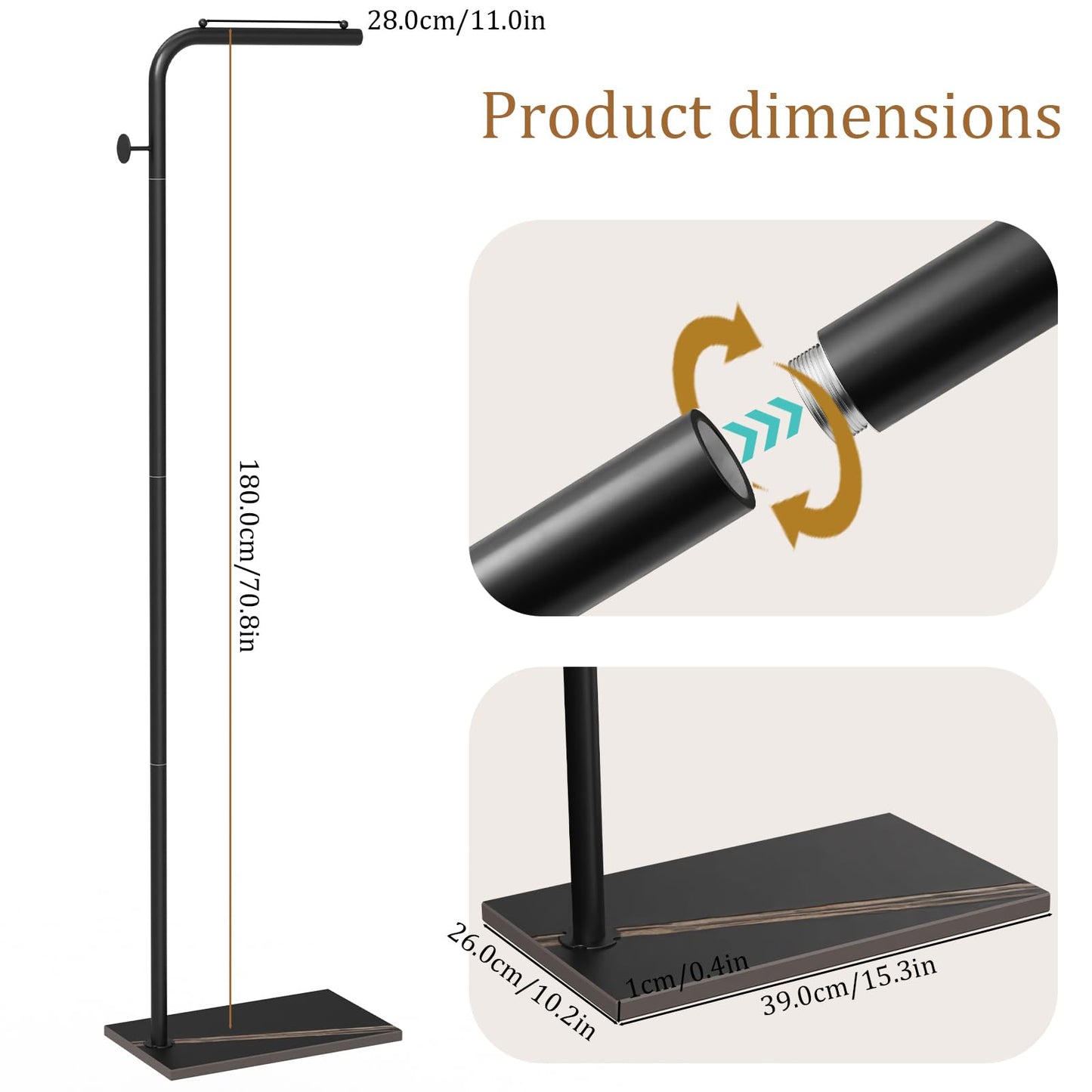 OUTBROS Coat Stand Metal-180cm Black Free Standing dress