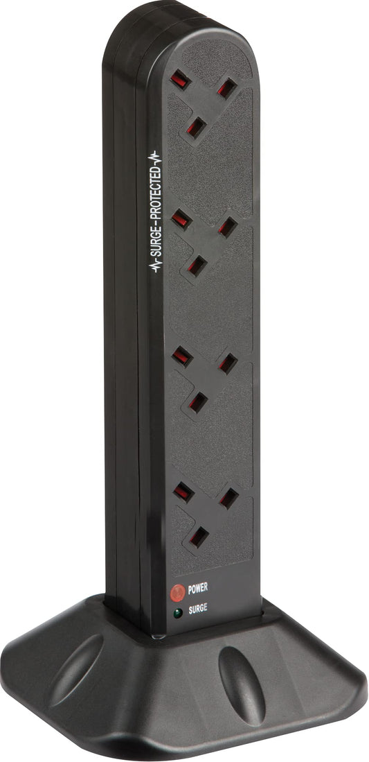 Knightsbridge ML 8 Gang 2 m Surge Protected Tower Extension Lead,Black