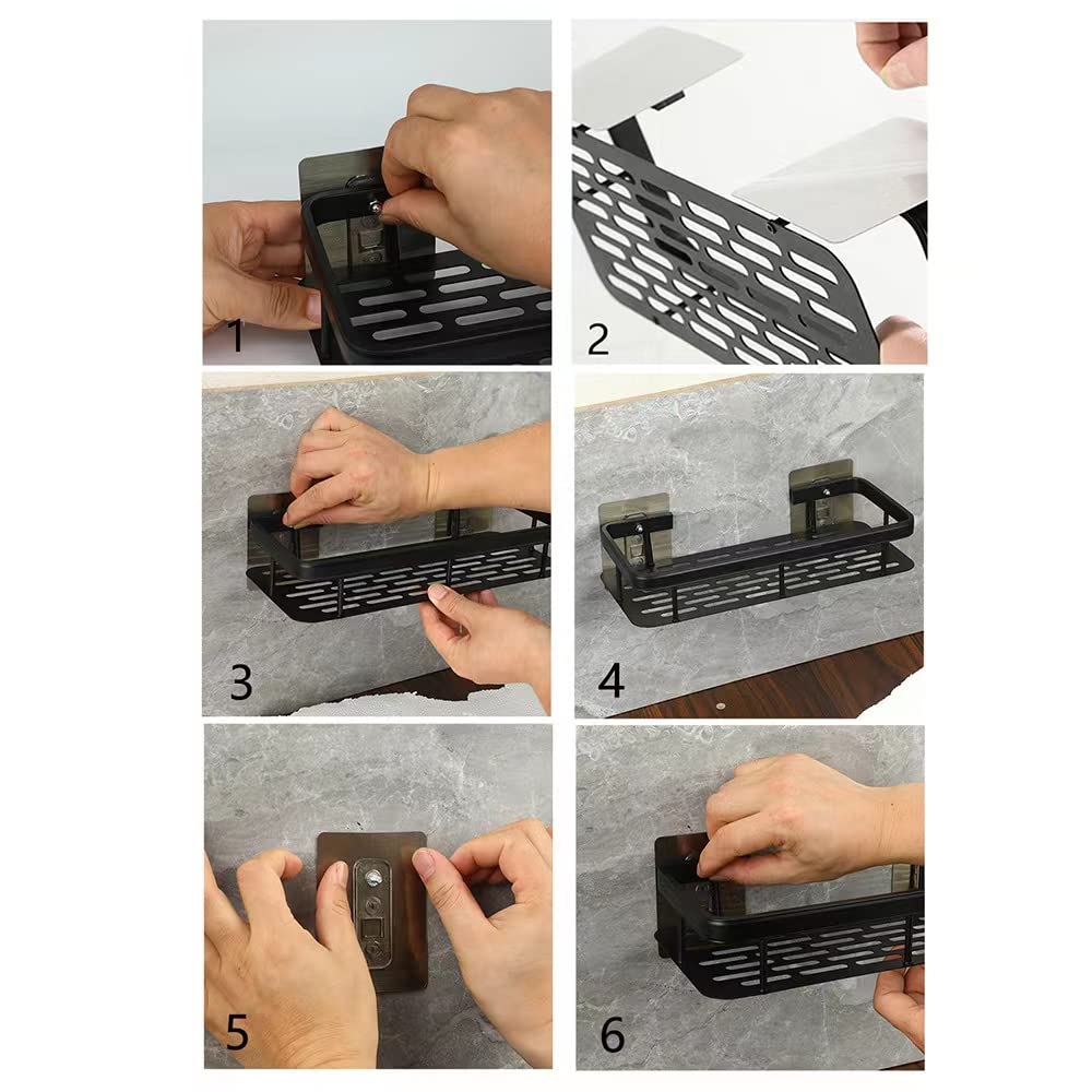 Uwenkjie 3-in-1 Adhesive Shower Caddy: Soap Dish, Storage Basket & Drain Tray. No-Drill Wall Mounted Organizer for Sponge, Razor