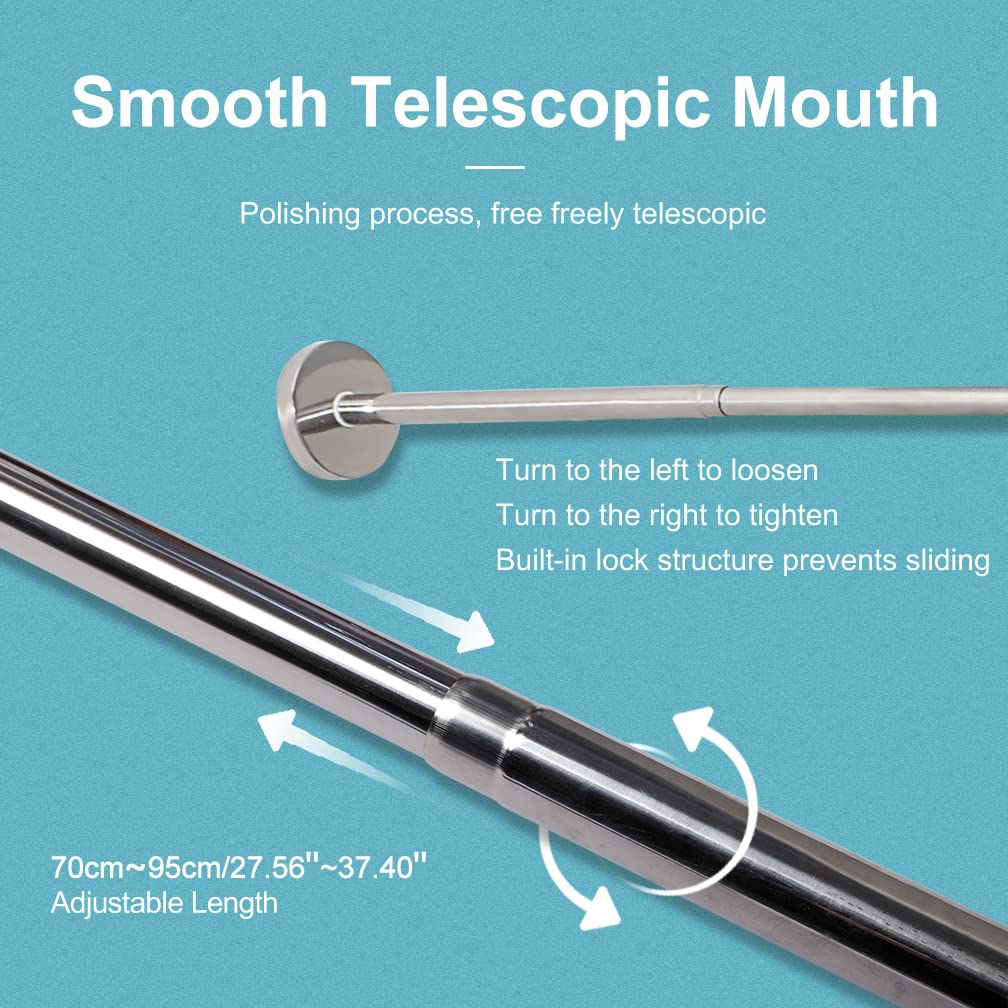 Hershii Curved Shower Curtain Rod Adjustable (70-95 cm) x (70-95 cm)