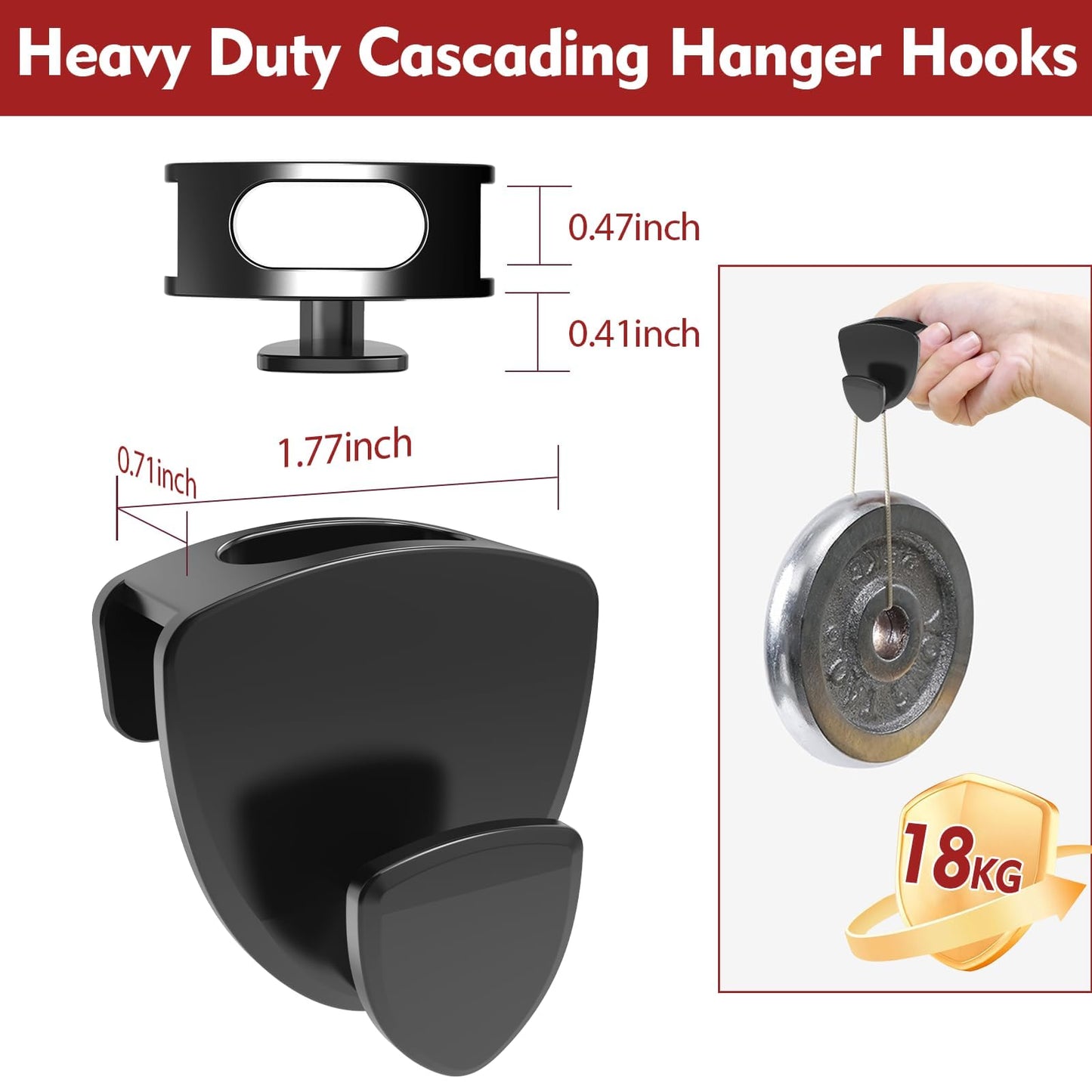 Latoxcaa Hangers Space Saving 30Pcs, Upgrade 40Lb(Max) Heavy Duty Hanger Hooks Space Saver, Space Saving Hangers for Clothes Hanger Connector Hooks