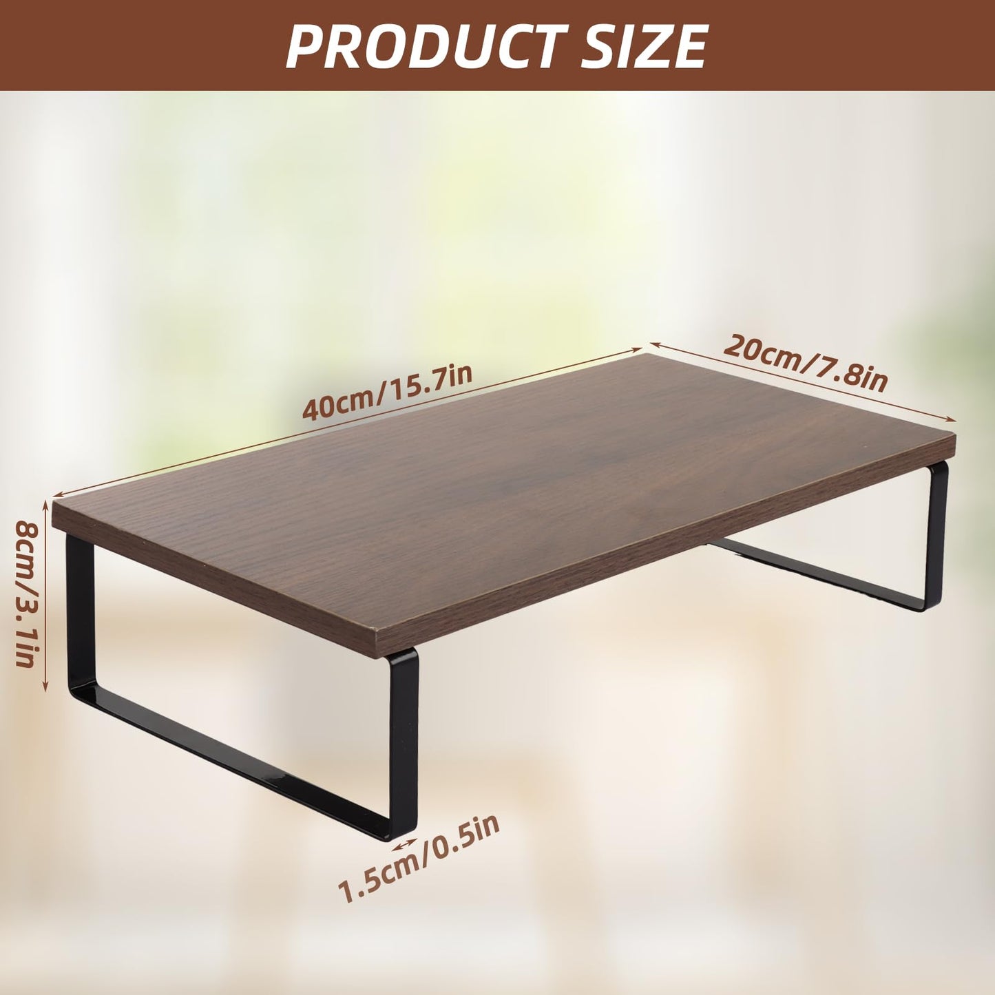 LOPYXBR 2Packs Monitor Stand Holder 40 x 20 x 8 cm Wooden Monitor Riser for Desks
