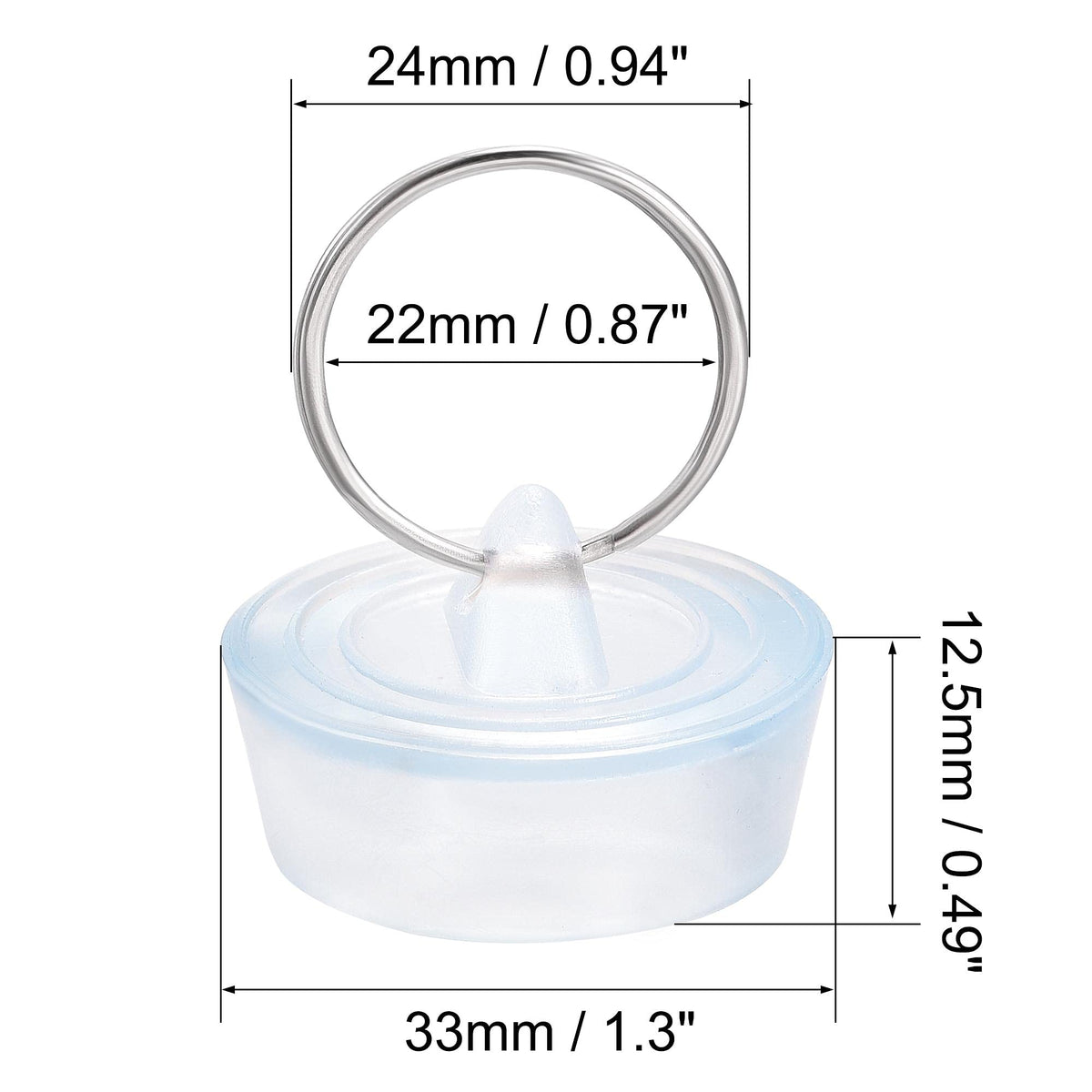 sourcing map Rubber Sink Plug, Drain Stopper Clear Blue Fit 29-32mm with Hanging Ring for Bathtub Kitchen and Bathroom 2 Pcs