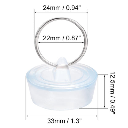 sourcing map Rubber Sink Plug, Drain Stopper Clear Blue Fit 29-32mm with Hanging Ring for Bathtub Kitchen and Bathroom 2 Pcs