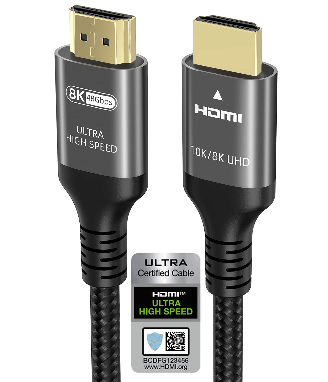 Ubluker 10K 8K 4K HDMI Cable 48Gbps 4M, Certified Ultra High Speed HDMI? Cable 4K 240Hz 144Hz 8K 60Hz 0.01ms HDR10+ ARC eARC HDCP2.3 N-etflix R-oku TV